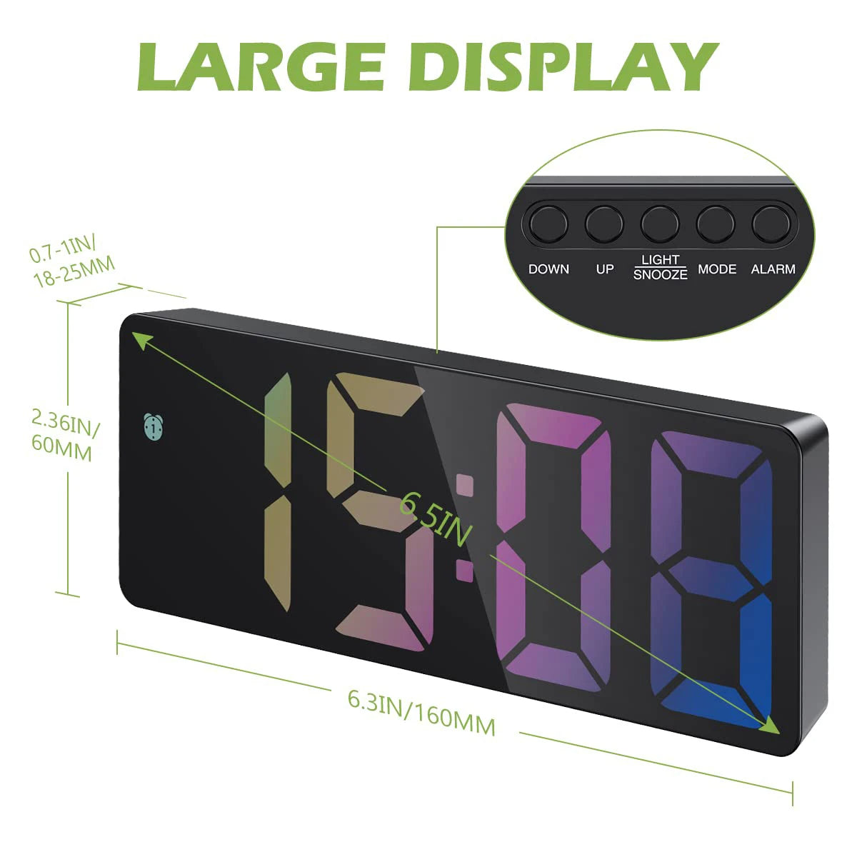 VividWake LED Clock